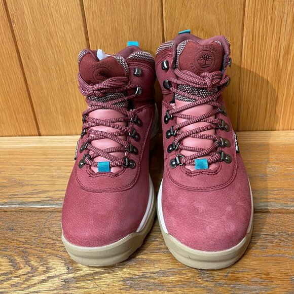 TIMBERLAND WOMEN'S WHITE LEDGE WATERPROOF MID HIKER DARK RED FULL GRAIN A5P2B - Picture 3 of 11